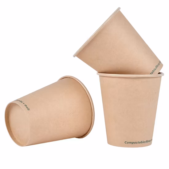 Compostable Disposable Biodegradable Coffee Cups PLA Coating Single Wall Paper Coffee Cups with Lid
