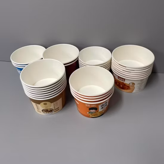 Hiro Eco Friendly Disposable Takeaway Food Container Kraft Paper Noodle Bowls Hot Soup Cup with Paper Flat Lid