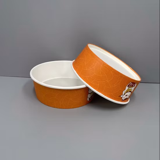 Food Container Custom Printed Multi-Size Disposable Paper Salad Bowl with Paper Lid