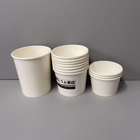 Disposable 440ml Oil Resistant Paper Soup Bowl None Toxic Soup Cup with Lids